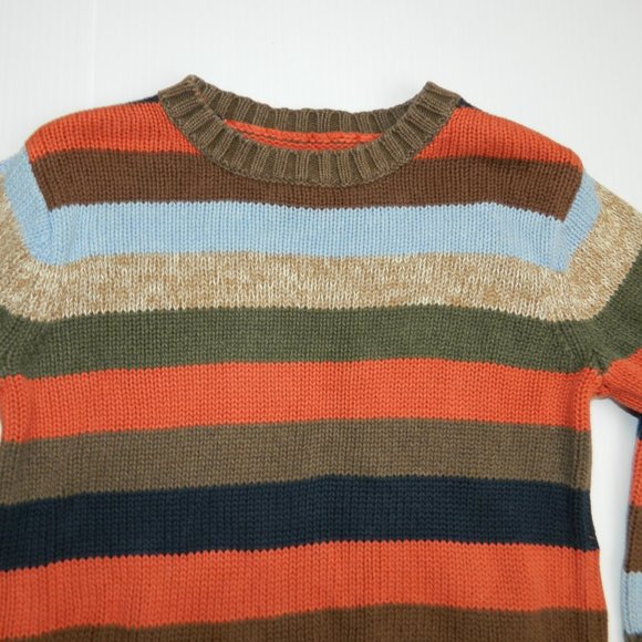 GAP Boys 2T Striped Sweater Orange Brown Blue - Picture 3 of 7